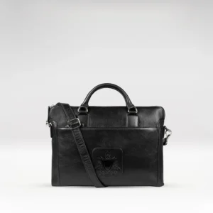 Carnegie 01 Black Leather Laptop Bag