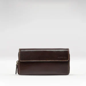 Andover W4 Brown Leather Double Zip Around Wallet